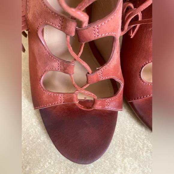 Sigerson Morrison Fringe Ankle Sandals Rose pink Sz7.5 - Picture 12 of 15